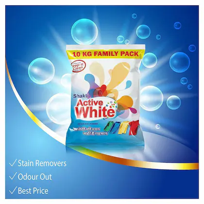 Active White Detergent Powder - 10 kg Family Pack-(VS)