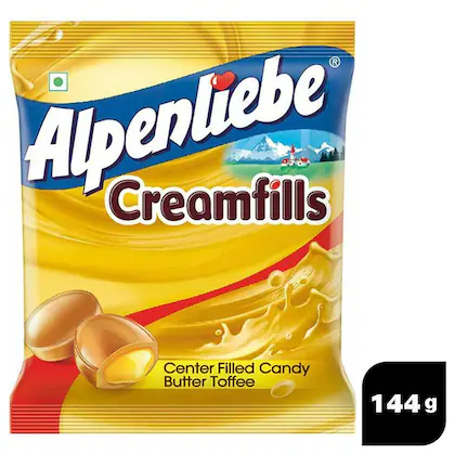 Alpenliebe Creamfills Center Filled Candy Butter Toffee 144 gm (Pack of 40)-(VS)