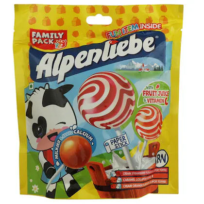 Alpenliebe Pop Assorted Sugar Boiled Toffee 64 gm (Pack of 8)-(VS)