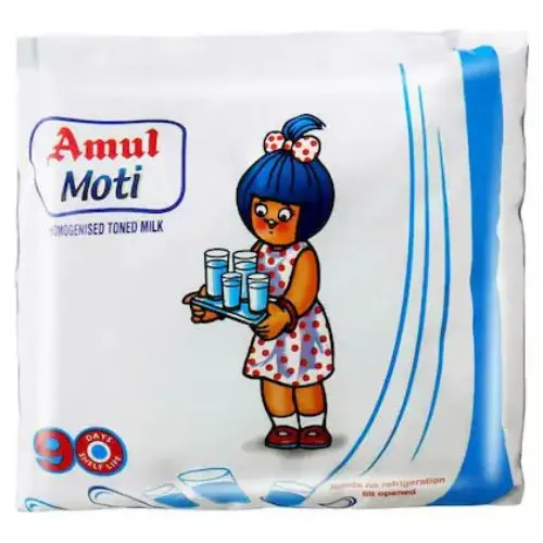 Amul Moti Homogenised Toned Milk 450 ml (ESL pouch)-(VS)