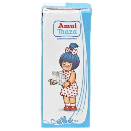 Amul Taaza Toned Milk 200 ml (Tetra Pak)-(VS)