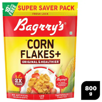 Bagrry's Original & Healthier Cornflakes Plus 800 gm-(VS)