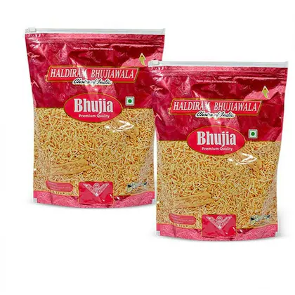 Haldiram Bhujiawala Chatak Bhujia Namkeen - 800g (Pack of 2 x 400g each) - Traditional Indian Bhujia/Bhujiya Snacks-(VS)