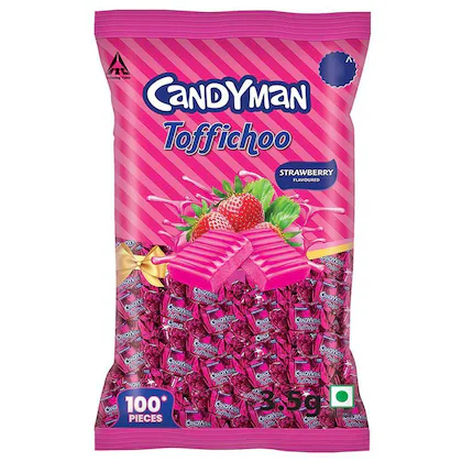 Candyman Strawberry Toffichoo 100 pcs 350 gm-(VS)