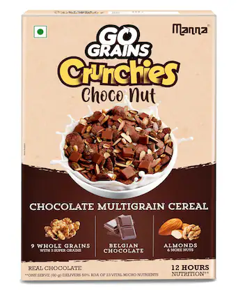 Manna Go Grain Crunchies Multigrain Breakfast Cereal for Kids | Real Chocolate & Nuts-(VS)