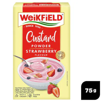 Weikfield Strawberry Flavour Custard Powder 75 gm-(VS)