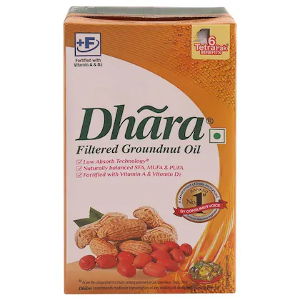 Dhara Filtered Groundnut Oil 1 L (Carton)-(VS)