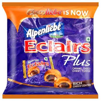 Alpenliebe Eclairs Plus Choco Caramel Chewy Toffee 136 gm-(VS)