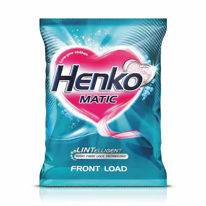 Henko Matic Front Load Detergent Powder 2kg - Lintelligent Nano Fibre Lock Technology, removes the toughest of stains from your clothes, locking fibres & color intact-(VS)