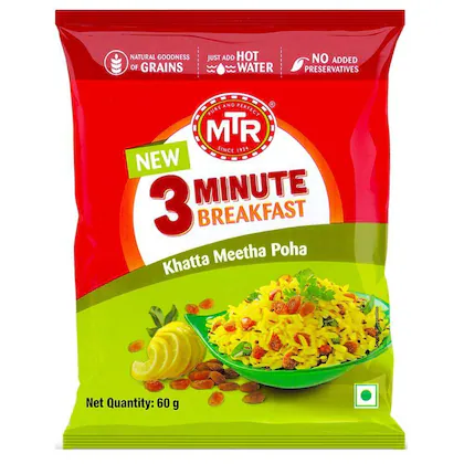 MTR 3 Minute Breakfast Khatta Meetha Poha Mix 60 gm-(VS)