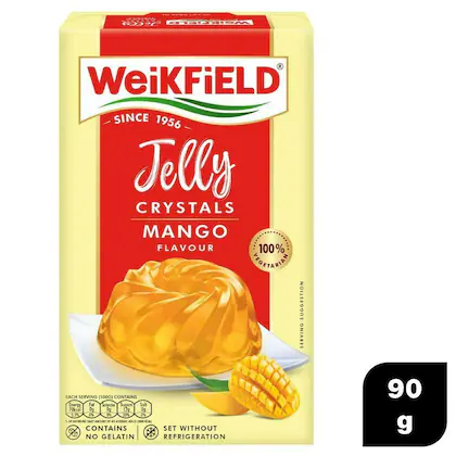 Weikfield Mango Flavour Jelly Crystals 90 gm (Carton)-(VS)