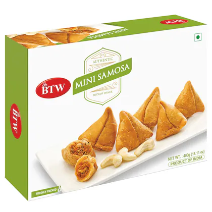 BTW Authentic Mini Samosa Indian Snacks 400gm-(VS)