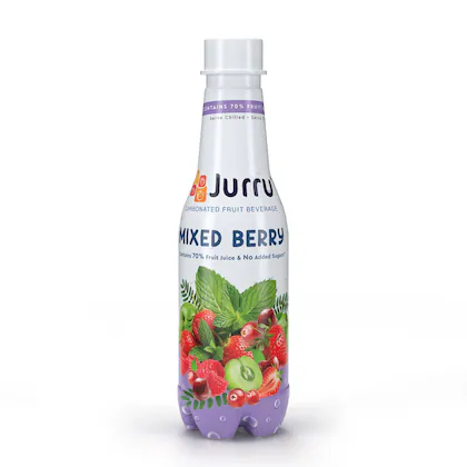 JURRU Mixed Berry Fruit Soda 12-Pack | No Added Sugar, Real Berry Blend | Premium Sparkling Drink with Vitamins C, B3, B6 | 12 x 250ml Bottles-(VS)