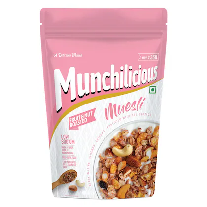 Munchilicious Muesli Breakfast Cereals Fruit & Nut Roasted - 350gm-(VS)