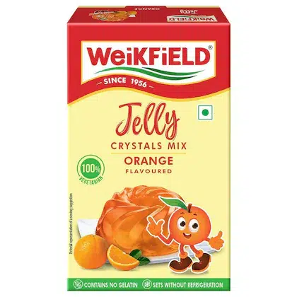 Weikfield Orange Flavour Jelly Crystals Mix 90 gm-(VS)