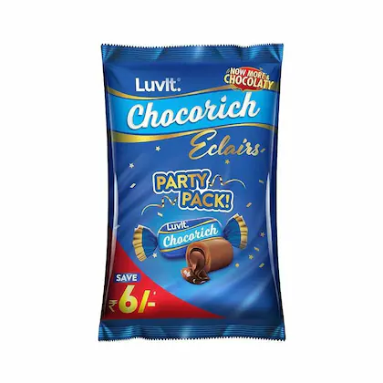 LuvIt Chocorich Classic Eclairs Chocolate| Birthday Party Pack| Pack of 1 - 390gm-(VS)
