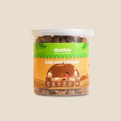 Natible Ragi Mini Cookies 150g | Healthy Ragi Biscuits | Gluten-Free Snack | High in Fiber & Nutrients-(VS)