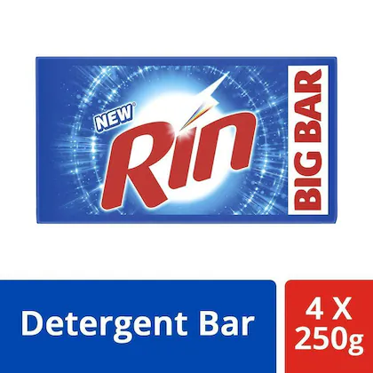 Rin Detergent Bar 250 g (Pack of 4)-(VS)