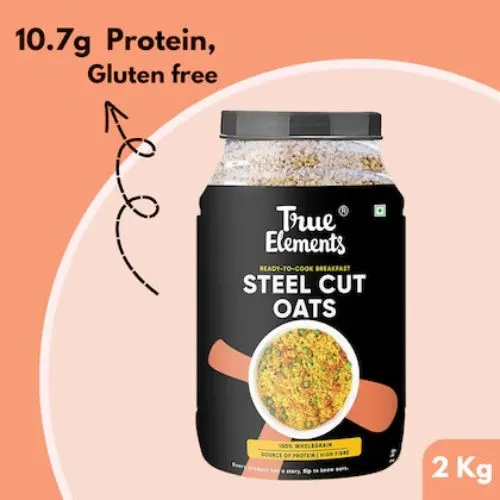 True Elements Steel Cut Oats 2kg - Gluten Free Oats| Breakfast Cereal| Diet Food-(VS)