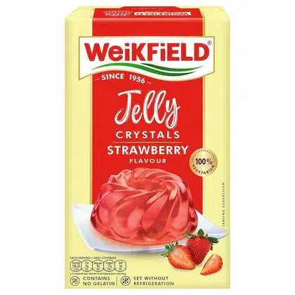Weikfield Strawberry Flavour Jelly Crystals 90 gm (Carton)-(VS)