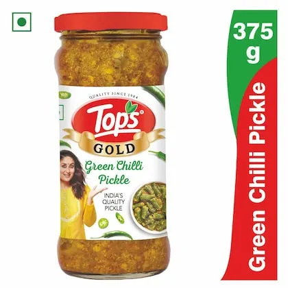 Tops Gold Green Chilli Pickle, Mirch Ka Achaar 375 gm-(VS)