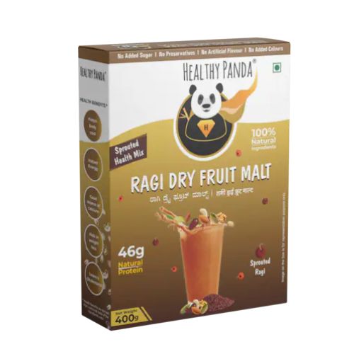 Healthy Panda - Organic Sprouted Ragi Dry fruit Malt (400G) - Sugar Free-Health Mix / health drink for kids / health drink for Adults / women health drink / Millets Food / Dryfruit powder(VS)