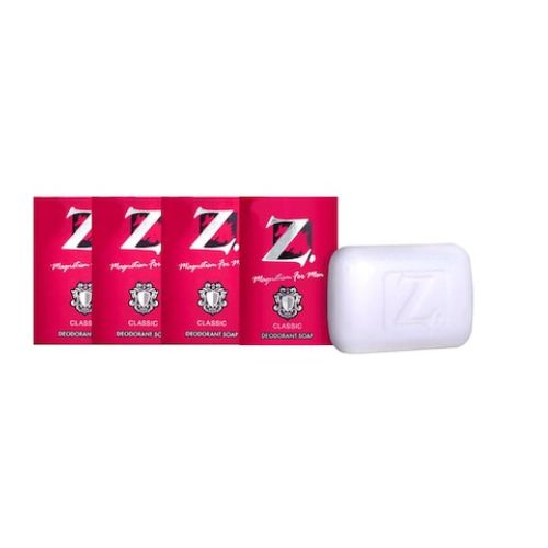 Z men's Classic Soap, 125g X 4, Woody & Musky Fragrance lasting Freshness, Nourishment & Ideal for All Skin Types, Protects from Germ Refreshing & Removes Excess Oil by Deep Cleansing (Pack of 4)(VS)