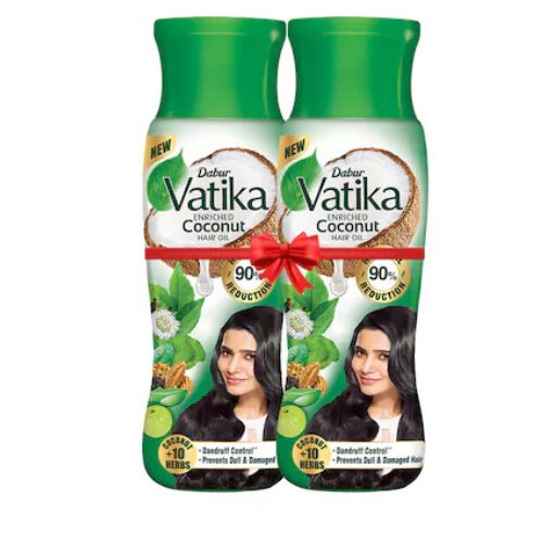 Dabur New Vatika Enriched Coconut Hair Oil - 900Ml (Pack of 2,450Mlx2)|For Strong,Thick&Shiny Hair|Clinically Tested To Reduce 90% Hairfall In 4 Weeks|Prevents Dull&Damaged Hair|Enriched With 10 Herbs(VS)