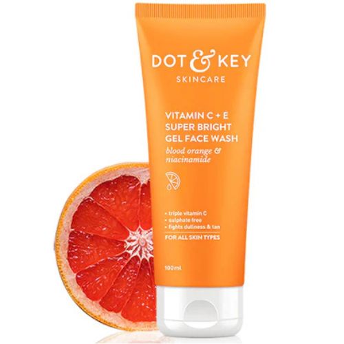 Dot & Key Vitamin C + E Super Bright Gel Face Wash for Glowing and Brightening Skin | All Skin Types | With Triple Vitamin C, Fades Dark Spots & Pigmentation | Reduces Skin Dullness & Tan | Face Wash for Women & Men |100 ml(VS)