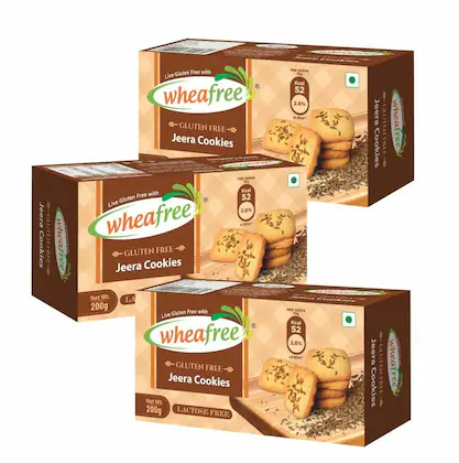 Wheafree Gluten Free Jeera Cookies - Pack of 3 (200g Each) | Lactose Free | No Maida | Best Tea Time Snacks | 100% Vegetarian and Wholesome Ingredients-(VS)