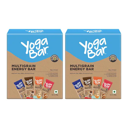 Yogabars Multigrain Energy Bars Variety Pack [ 38g x 20 bars], Granola Snack Bars, Instant energy-(VS)