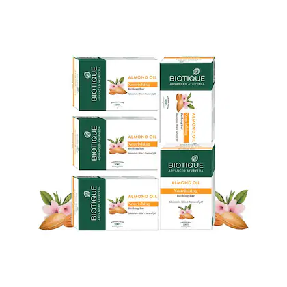 Biotique Almond Oil Nourishing Bathing Bar 75g (Pack of 5)(VS)