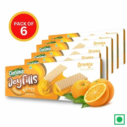 Joyfills Orange Flavor Cream Wafer biscuit 60g, PACK OF 6(VS)