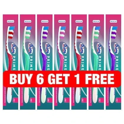 Ajay Prime Premium Toothbrush Pack of 7 pcs (MEDIUM) Buy 6 Get 1 Free-(VS)