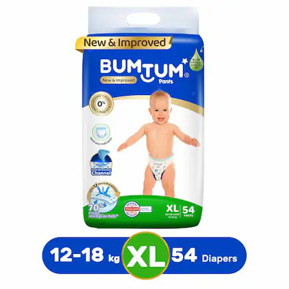 Bumtum Diaper Pants Extra Large (XL) Size - 54 Diapers |Pack of 1 |Super Soft with Leakage Protection-(VS)