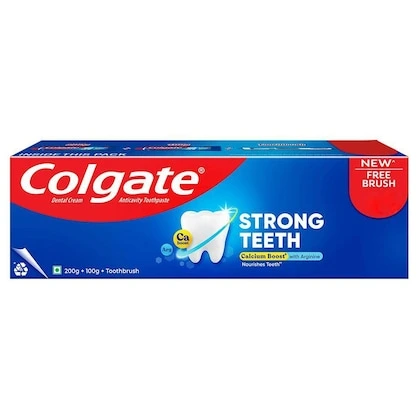 Colgate Strong Teeth Dental Cream Toothpaste with Toothbrush 300 gm-(VS)