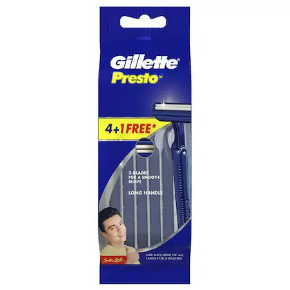 Gillette Presto Readyshaver Manual Shaving Razor 5 pcs-(VS)