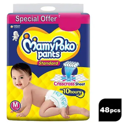 MamyPoko Pants Standard Diapers (M) 48 count 7-12 kg-(VS)