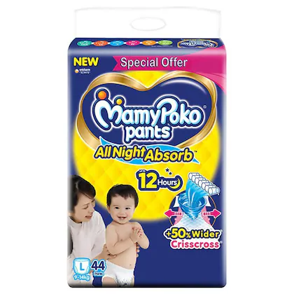 MamyPoko Pants Standard Diapers (L) 44 count 9-14 kg-(VS)