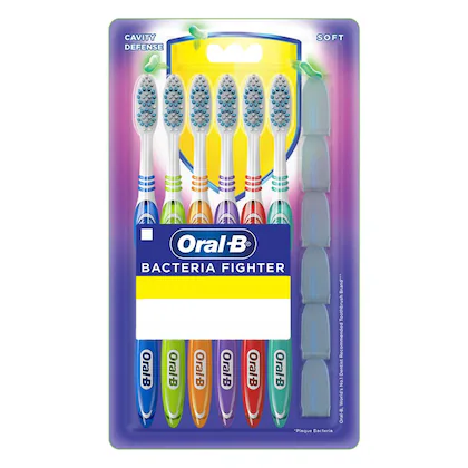 Oral-B Bacteria Fighter Cavity Defense Soft Assorted Toothbrush (Pack of 6)-(VS)