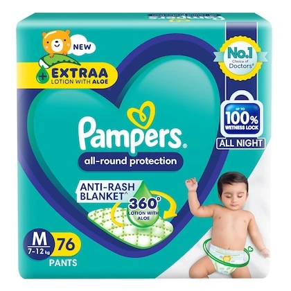 Pampers All Round Protection Diaper Pants | Medium (M) - 76 diapers| SUP-Jumbo Pack-(VS)