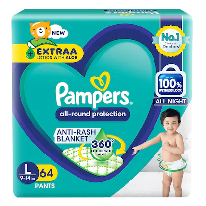 Pampers All Round Protection Diaper Pants | Large (L) - 64 diapers| SUP-Jumbo Pack-(VS)