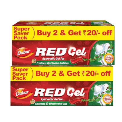 Dabur Red Gel Ayurvedic Toothpaste 600g - (150g x 2) x 2 | Reduction in Bad Breath, Plaque & Gingivitis | Freshness with Protection | For Healthy Gums & Effective Dental Care-(VS)