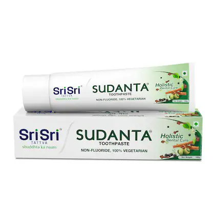 Sri Sri Tattva Sudanta Toothpaste - Non - Fluoride - 100% Vegetarian, 100 gm x Pack of 4-(VS)