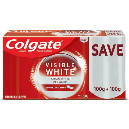 Colgate Visible White Sparkling Mint Toothpaste 100 gm (Pack of 2)-(VS)