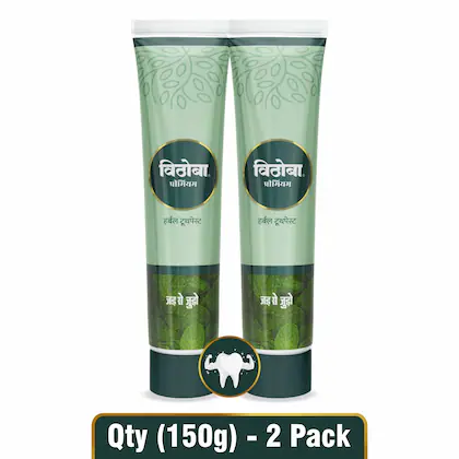 Vithoba Premium Toothpaste | Herbal Tooth Whitener For Oral Health With Natural Herbs | Toothpaste For White Strong Teeth & Refreshing Breath | 150g - 2Pcs |-(VS)